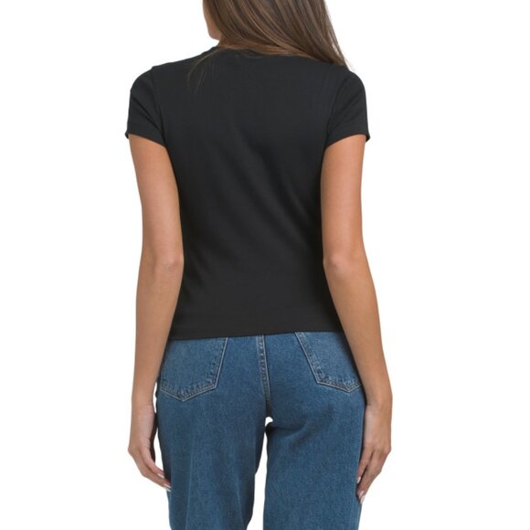 7 FOR ALL MANKIND Black Baby Tee - Picture 2 of 2